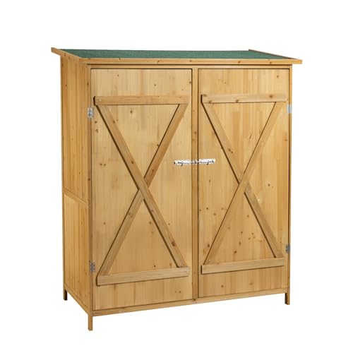Wiltec Gerätehaus XXL Holz Gartenschrank für Gartengeräte inkl. Montagematerial Gartenhaus zur Aufbewahrung Geräteschuppen Geräteschrank