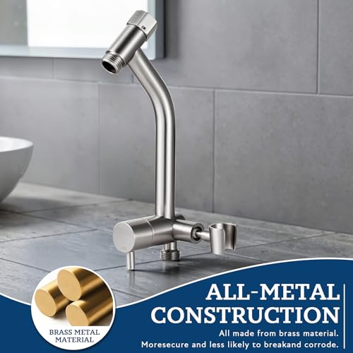 Image of G-Promise All Metal Shower Diverter with Low Handheld Holder, Pause Mode 3-Way Diverter Valve for Handheld and Fixed Shower Head, 4-Setting Universal Bathing System Replacement(6 Inch, Brushed Nickel)