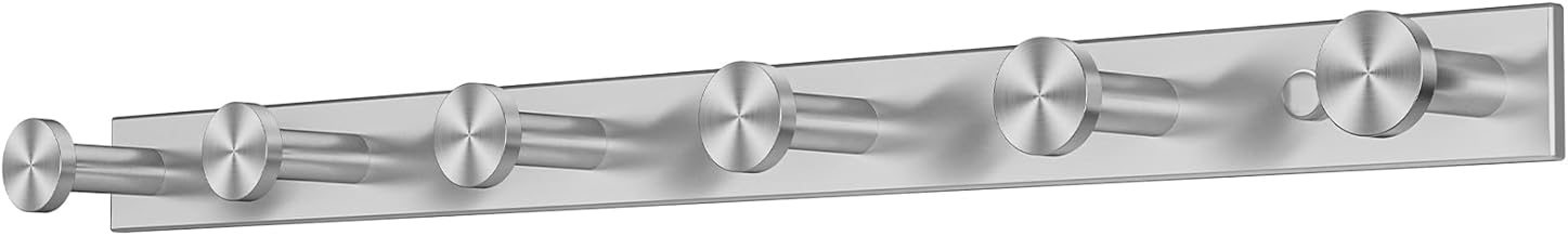 Dripex Wall Mounted Coat Rack with 6 Hooks, Coat Hooks Wall Mounted for Stainless Steel, Maximum Load 30 kg, for Entrance Bedrooms, Bathrooms, Kitchens