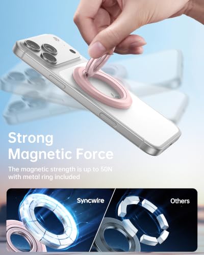 Image of SYNCWIRE Magnetic Phone Ring Holder, for MagSafe Phone Grip Stand Kickstand | 360 Rotation, Double-Sided Magnet, Cell Phone Grip Finger Holder, for iPhone 17 16 15 14 13 12 Pro Max, MagSafe Accessories