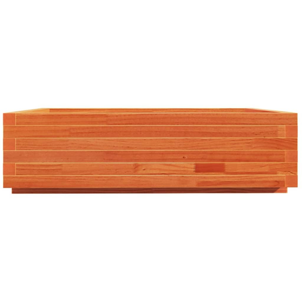 Donica na rośliny, woskowany brąz z litego drewna sosnowego, 90 x 90 x 26,5 cm, podwyższona grządka z otworem odpływowym i podstawką, idealna do ogrodu, na balkon, taras, do pokoju i uprawy