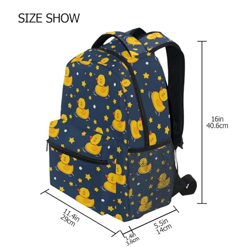 Yellow Cute Duck Star Backpack for School Boys Girls Adults Kids Bookbag Laptop Bag 15L4