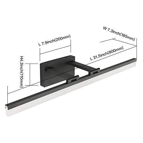 Image of SOLFART Black Modern Bathroom Lights Over Mirror 31.5 inch Vanity Lighting Wall Mounted 8778-ND