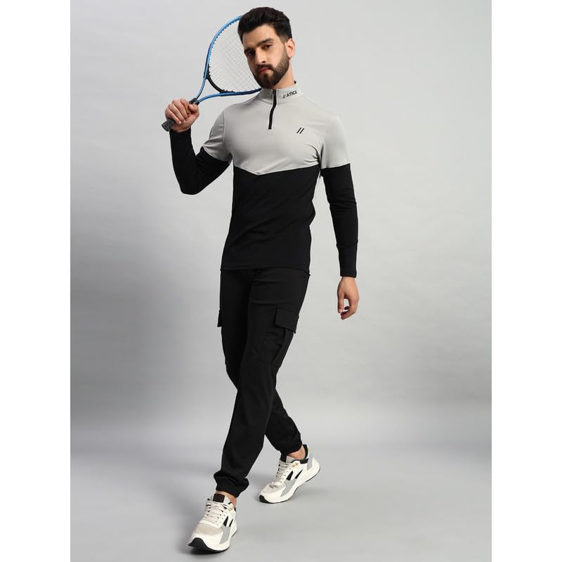 Image of ATICX Polyester Full Sleeve Compression High Turtle Neck Sports Jersey T Shirt for Men - Quick Dry Fit Gym Workout Top for Running, Swimming, Training, Cycling, Football, Badminton