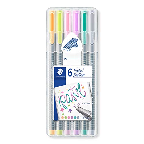 ¡Descubre los Rotuladores Staedtler Triplus Fineliner! Punta fina 0.3mm, tinta lavable, tecnología Dry Safe y 6 colores pastel