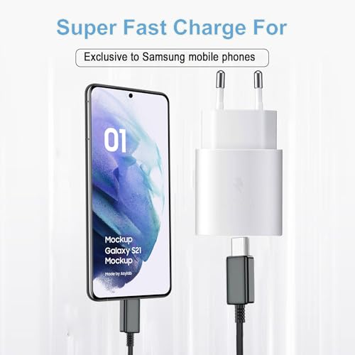 25W USB C Ladegerät Schnellladegerät für Samsung Galaxy S25 S24 S23 S22 S21 S20 FE, A56 A55 A54 A53 A52 A51 A36 A35 A34 A16 A15 A14 A05s A04s, Z Fold 7/6, Z Flip 7/6 M53 M33 Tablet Netzteil USB C Weiß