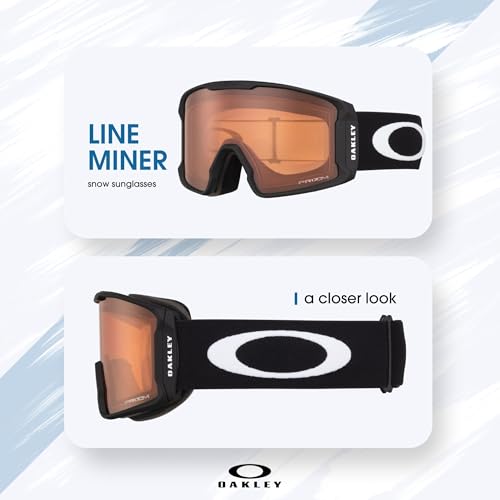 Image of Oakley Line Miner LARGE /MEDIUM Ski Goggles for Men for Women | In Matte Black, FP Black & Navy W Prizm Sapphire. Bonus kit: cleaning spray, cloth, screwdriver & mirror.