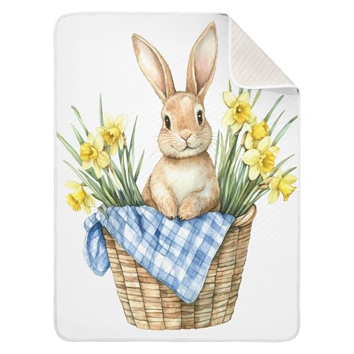 Burbuja Bunny Flower Baby Blanket for Boys Girls, Nursery Soft Warm Swaddling Receiving Baby Blankets, 30x40 in Toddler Blanket