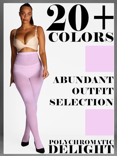 Image of HONENNA Semi Opaque Silky Women Pantyhose Tights, 20+ Colors Invisibly Toe Reinforced 60 Den Size A-E
