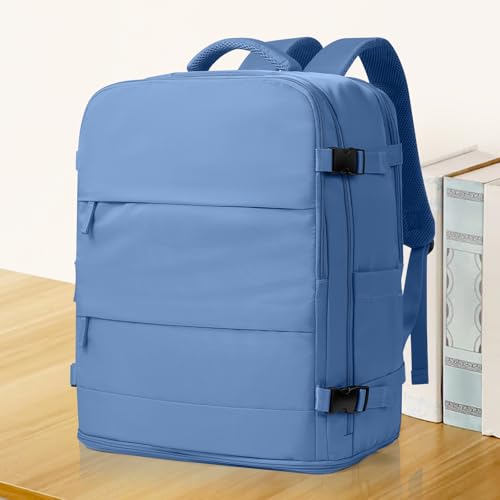 Image of coowoz Large Travel Backpack Carry On for Women Man Waterproof Gym Backpacks with Laptop Compartment Mochila de Viaje Teacher Personal Item Backpack Rucksack Airplane Accessories Must Haves Sky Blue
