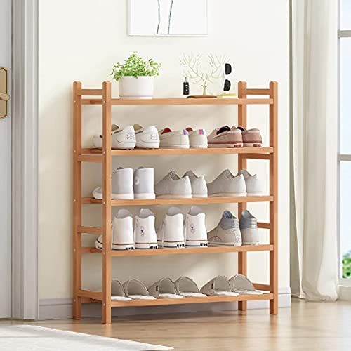 Étagère à chaussures empilable multicouche et meuble de rangement bambou - 7