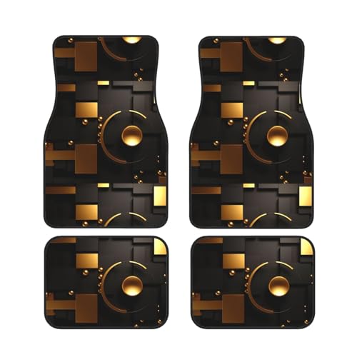 Tapis de sol voiture universels lot de 4 pour camionnette auto berline motif noir doré