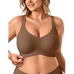 Vertvie Bras for Women No Underwire Wireless Support Bra Underarm-Smoothing Seamless Push Up Full Coverage T-Shirt Sports Bra