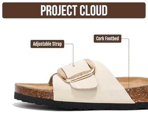 Image of Project Cloud 100% Genuine Leather Sandals Women Dressy Beach Essentials Slides for Women Footwear - Lightweight with Memory Foam Insole Sandals for Women 2026 - Womens Slides