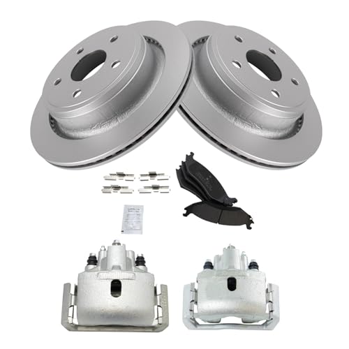 Image of TRQ Rear Brake Pad & Rotor Kit Compatible with 2007-2009 Chrysler 2002-2010 Dodge 2011-2018 Ram