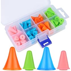 JNENERY 48PCS Knitting Needles Point Protectors, 2 Sizes Needle Stoppers | 32 Small & 16 Large Colorful Needle Caps, Plastic Box, Needle Tip Stoppers for Knitting Craft, Diy Knitting Craft Accessories