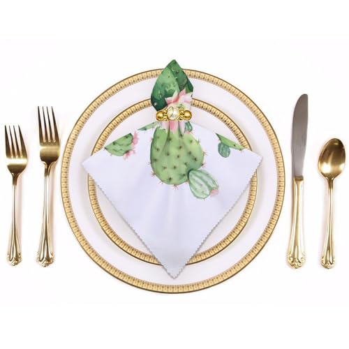 Servilletas de tela reutilizables y lavables con elegante estampado verde para mesa 4