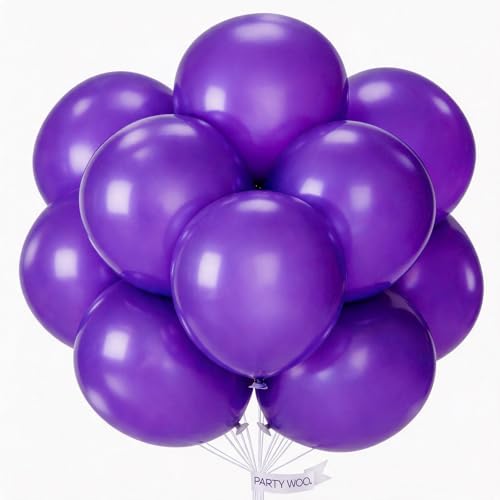 Image of PartyWoo Dark Purple Balloons 20pcs 18 Inch Royal Purple Latex Helium Balloons for Birthday Baby Shower Graduation Anniversary Bachelorette Princess Butterfly Themed Party Decorations Purple-Y16