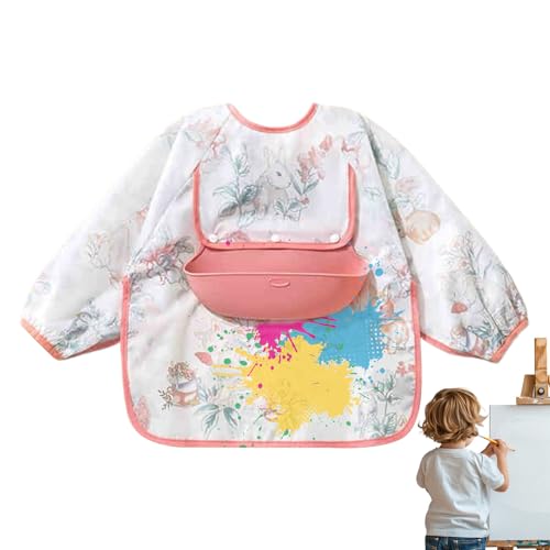 dzqad Baberos De Manga Larga Para Bebés | Babero Impermeable Con Bolsillo De Almacenamiento Para Comer - Babero Cómodo Para La Alimentación Con Fruncido Para Juegos En El Arenero