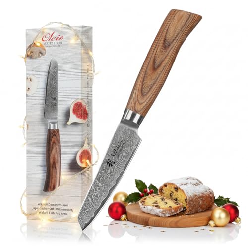 Produktfoto von Wakoli EDIB Pro Gemüsemesser aus Damaststahl (VG10 Kern) mit 10 cm Schälmesser Klinge – scharf & ergonomisch –…