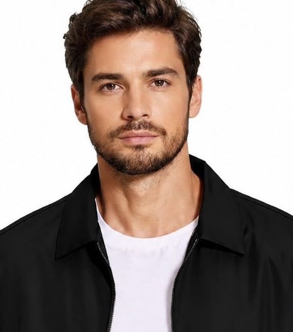 YOONIKK Men's Waterproof Windcheater Jacket, Black - Image 5