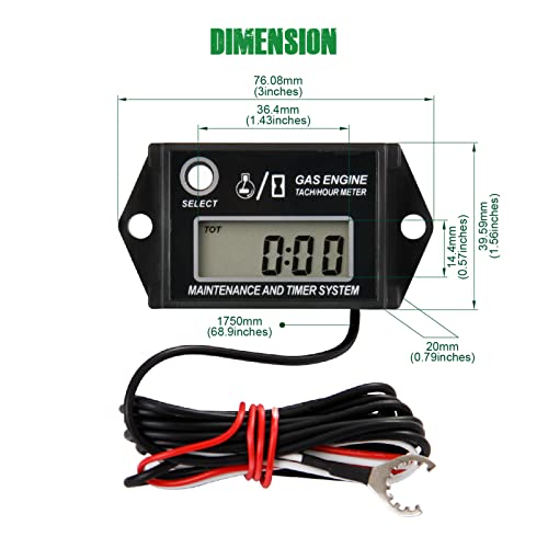 Yooreal Contagiri Contagiri Digitale Per Piccoli Motori, Impermeabile Per Trattore Da Giardino Atv Motolivellatrice Log Splitter Compressore Dirt Bike Moto Motoslitta Marina - 6