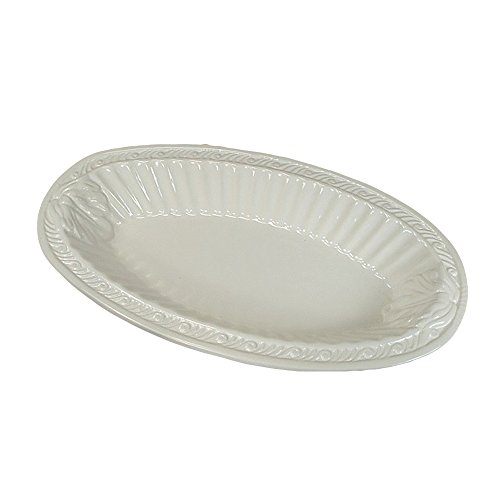 D'Lusso Designs Couture Line Ivory Ceramic Deep Oval Bowl