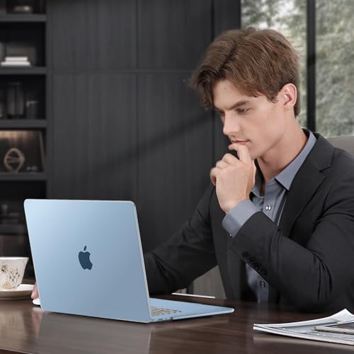 Image of MOSISO Compatible with MacBook Air 15 inch Case M4 M3 M2 2025 2024 2023 Release A3241 A3114 A2941 with Touch ID, Plastic Hard Shell Case&Keyboard Cover&Screen Protector&Storage Bag, Sky Blue