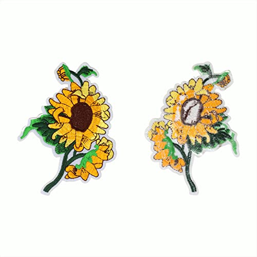 Honbay APPLIQUE-SUNFLOWER4 4Pcs Large Size Cute Delicate Sunflower Flower Appliques Decorative Patches Embroidered Diy Sew On/Iron thumb #7