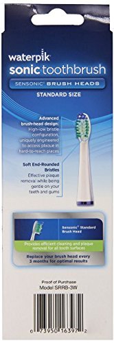Waterpik SRRB-3W Sensonic Replacement Toothbrushes (Standard Head Size)