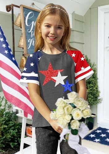 Image of Ithalt Boys Girls USA Shirts Kids 4th of July Shirts American Flag Tshirt Patriotic Top Independence Day Outfit 5-13y