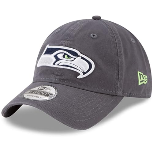 New Era NFL Core Classic 9TWENTY Graphite Adjustable Hat Cap - One Size (US, Alpha, One Size, Seattle Seahawks)
