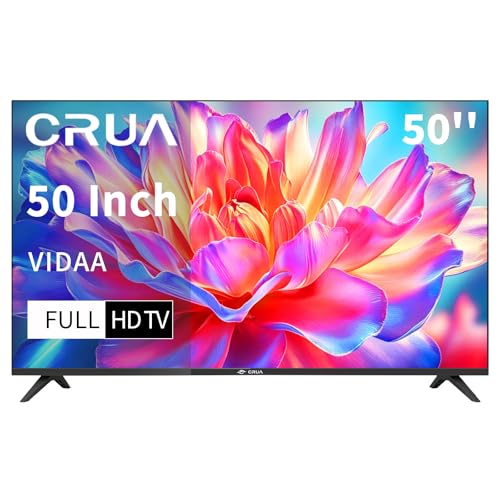 Image of CRUA 50 Inch Smart TV, Full HD 1080P LED TV with VIDAA OS, Triple Tuner DVB-T2/T/C/S2, HDMI/USB/AV Inputs, Slim Design, Freeview, Wall-Mountable – Black [Energy Class E]