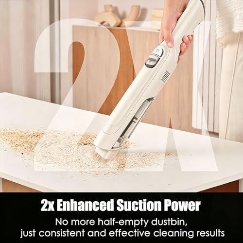 Image of Handheld Vacuum Cordless, Lightweight 1.4lb with Powerful Suction, Charging Dock, Single Touch Empty and Detachable Dust Cup, Portable Mini Car Vac for Home Office and Pet Hair (Beige)