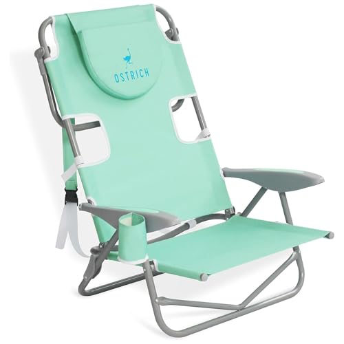 Ostrich The Heavy-Duty Backpacker Portable Beach Chair with Face Hole | Adjustable Lounge Chair with Face Opening Cup Holder 325lb Capacity Blue product thumbnail 14