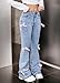 DOCOLL Jeans for Tween Girls with Bow Decor Cute Flare Leg High Waist Denim Pants Y2K Fashion Preppy Clothes 16Y Blue