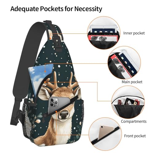Mochila bandolera unisex ligera con estampado Elk miniatura 4