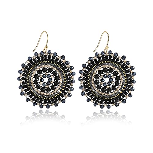 Perlenohrringe für Damen, für Sommer, Perlen-Kristalle, Glasperlen, baumelnd, Bohemia, geeignet für Strand, modische Ohrringe, Glas, Kein Edelstein
