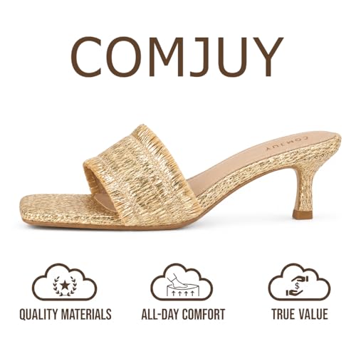 Image of Raffia Sandals Womens Heeled Sandals Comfortable 2 Inch Kitten Heels Lightweight Square Toe Summer heels