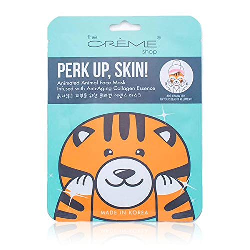 The Crème Shop Tightening Face Sheet Mask. Anti-Aging Collagen Essence.Safe for Kids & Adults. Made in Korea. -Animated Mask, Tiger