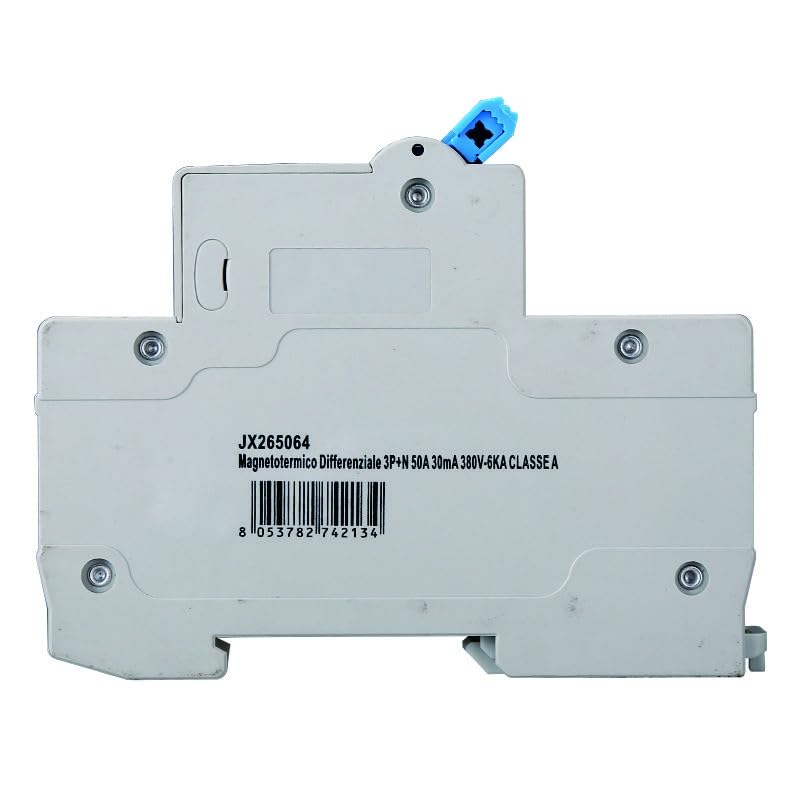 Interruttore Magnetotermico Differenziale 3P+N 50A 30mA 380V-6KA CLASSE A 30mA per Guida DIN - 4 Moduli DIN - Protezione Circuiti e Sicurezza Impianti