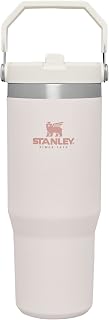 Stanley IceFlow 30 oz Flip Straw Tumbler with Handle - Leak Resistant Insulated Stainless Steel Water Bottle, Rose Quartz, BPA-Free