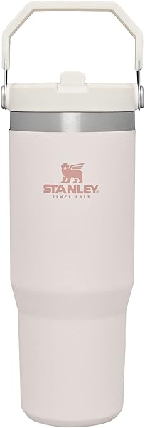 STANLEY IceFlow Flip Straw Tumbler with Handle 30 oz | Twist On Lid and Flip Up Straw | Leak Resistant Water Bottle | Insulated Stainless Steel |BPA-Free | Rose Quartz