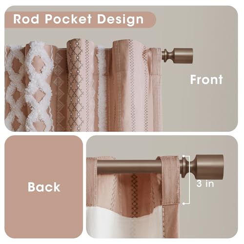 Image of INK+IVY Boho Curtain for Bedroom SINGLE PANEL Window Curtain for Living Room, 100% Cotton Tufted Chenille Stripe Modern Farmhouse Curtain Window Drape for Bedroom, Imani 50 inch x 84 inch Dusty Pink