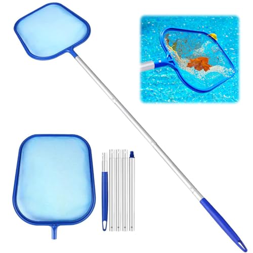 150cm Pool Kescher mit 118cm Aluminiumstange – Feinmaschiges Oberflächenkescher Netz für Pool, Teich & Springbrunnen – Praktischer Kescher Pool Reiniger gegen Blätter & Algen 150cm Pool Kescher mit 118cm Aluminiumstange – Feinmaschiges Oberflächenkescher Netz für Pool, Teich & Springbrunnen – Praktischer Kescher Pool Reiniger gegen Blätter & Algen
