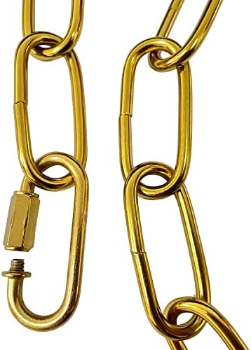 Chandelier Lighting Chain, 6 feet Lighting Fixture Chain, Metal Chandelier Chain Extension, Pendant Lamp Fixture Chain with Connection Locks, Heavy Duty Chandelier Chain for Hanging Light (6' - Gold)