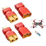 4pcs Keine Kabel Stecker XT60 Buchse auf Stecker Deans T-Stecker Adapter,xt60 Adapter,xt60 stecker,xt60 einbaubuchse,xt60 buchse,für RC FPV-Drohne Auto Lipo NiMH Batterieladegerät ESC