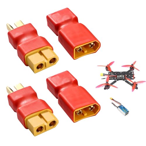 4 Pièces XT60 Femelle à Mâle Deans T Connecteur Adaptateu,connecteur xt60,xt60 connecteur,Prise xt60,sans Fils RC LiPo Connecteurs de Batterie,pour Voiture...