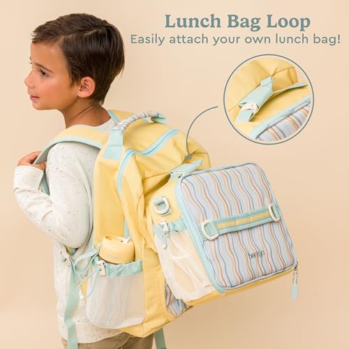 Image of Bentgo Kids Backpack (Whimsy & Wonder Collection) - Lightweight 14'' for School, Travel & Daycare - Ideal for Kids 4+, Durable & Water-Resistant, Roomy Interior, Loop for Lunch Bag (Wavy)