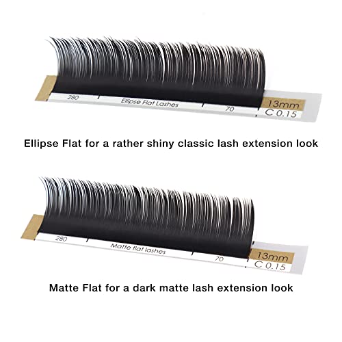 LASHVIEW Eyelash Extension,Ellipse Flat Eyelash Extensions,Individual Lashes,0.15mm C Curl 11mm,Lash Extension,Semi-Permanent,Extremely Light & Soft,Professional Salon Use.